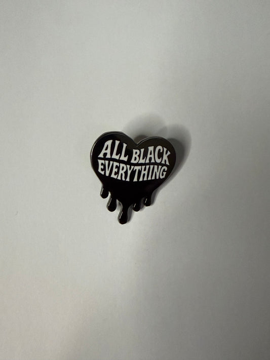 All black everything black heart enamel pin